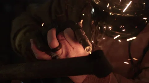 Welder welding a metal Stock Footage 68498941