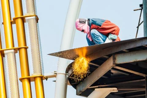 Welder is welding Stock Photos