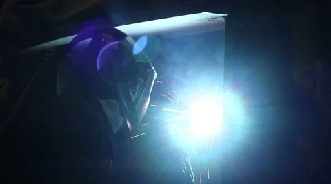 Welder with welding sparks Stock Footage 41305499