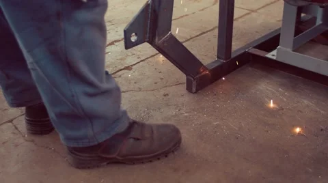 Welder with welding sparks Stock Footage 61166729