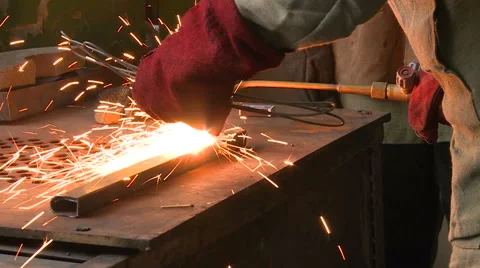 Welder welds detail Stock Footage 61750933