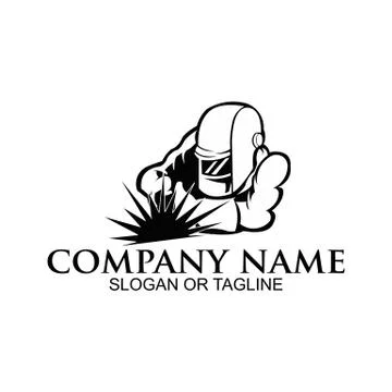 Welder welds metal Stock Illustration