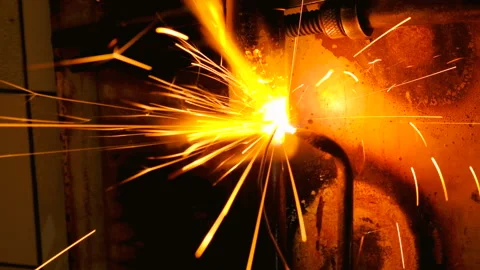 The welder welds the pipe. Stock Footage 95683179