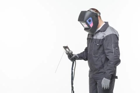 Welder on a white background Stock Photos