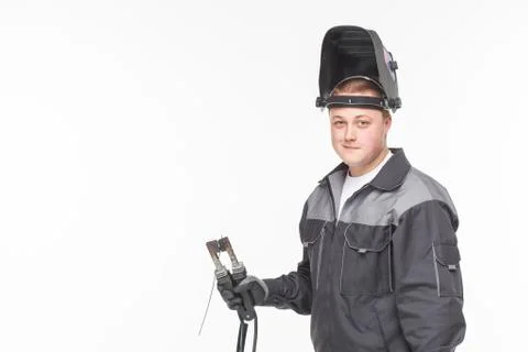 Welder on a white background Stock Photos