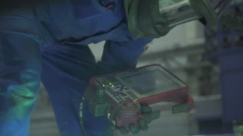 The welder work with an electronic control panel. Stock Footage 238443133