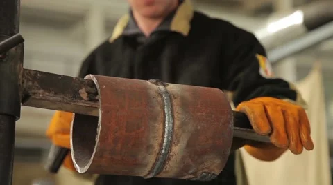 Welder at work in factory Stock Footage 57482124