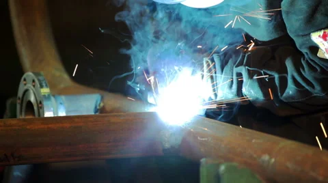 Welder at work in factory Stock Footage 59694945