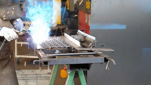 Welder at work in factory Stock Footage 91135362