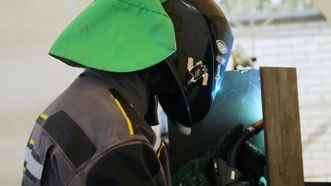 Welder at work in factory Stock Footage 244415297