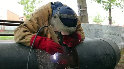 Welder at Work Stock Footage 12350154