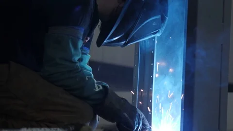 Welder at work Stock Footage 121330408