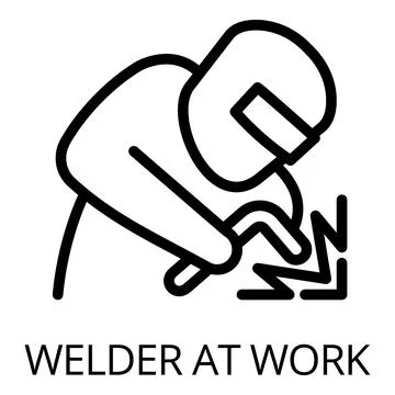 Welder at work icon, outline style Stock Illustration