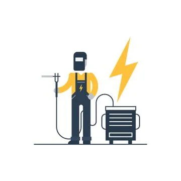 Welder at work with mask Stock Illustration