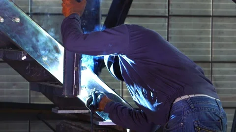 Welder at work in metal industry Stock Footage 62469951