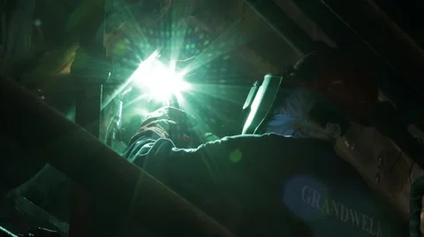 Welder At Work In Metal Industry Stock Footage 63045075