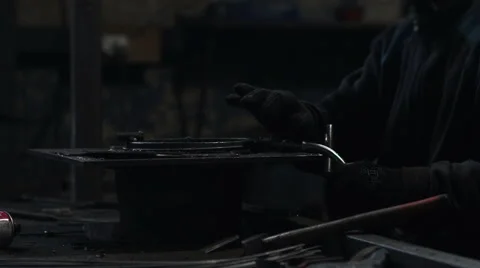 Welder at work in metal industry Stock Footage 68804746