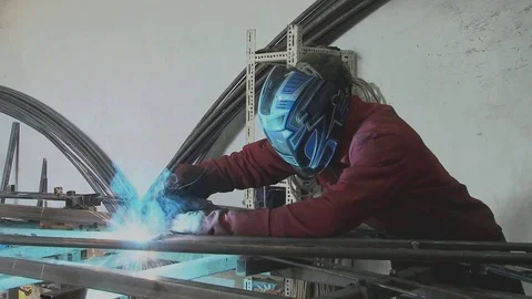 Welder at work in metal industry Stock Footage 70520014