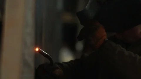 Welder at work in metal industry Stock Footage 72069124