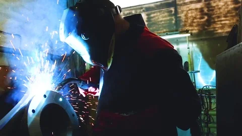Welder at work in metal industry Stock Footage 82172028