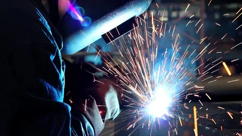 Welder at work in metal industry Stock Footage 260315260
