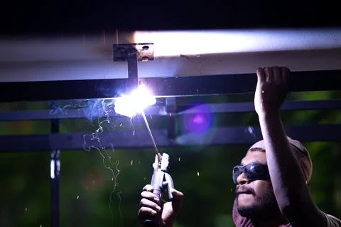 Welder at work Stock Photos