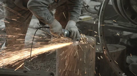 Welder at work. repairing machine Stock Footage 64546937