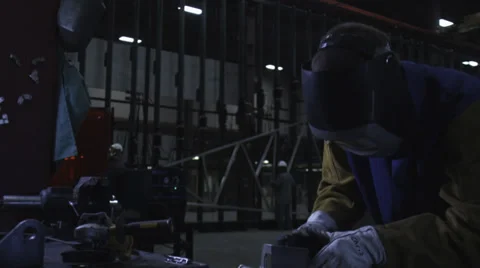 Welder at work welding Stock Footage 32497985
