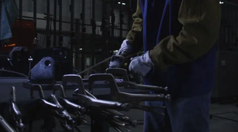 Welder at work welding Stock Footage 32498043