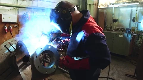 Welder at work. welding metalware Stock Footage 82171939
