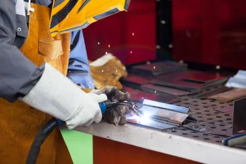 Welder at work. Welding. Stock Photos
