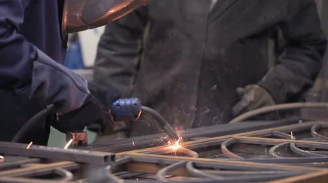 Welder At Work In The Welding Workshop Stock Footage 60805314