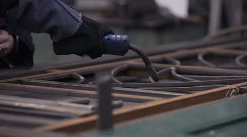 Welder At Work In The Welding Workshop Stock Footage 60805339