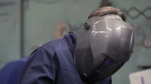 Welder At Work In The Welding Workshop  Stock Footage 60805381