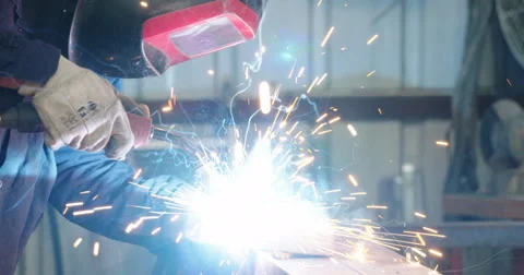 Welder At Work In The Welding Workshop Stock Footage 61778262