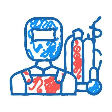 Welder worker flat icon doodle illustration Illustrazione stock