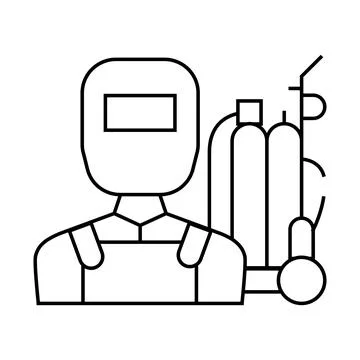 Welder worker line icon vector illustration flat 스톡 일러스트