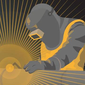 Welder worker, Retro style Stock Illustration