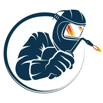Welder worker with welding machine symbol Illustrazione stock