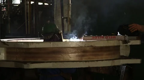 Welder Worker Welding Metal Stock Footage 63990048