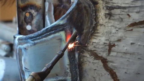 Welder worker welding metal Stock Footage 83967825