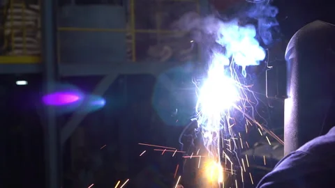 Welder worker welding the steel structure frame. Stock Footage 157560435