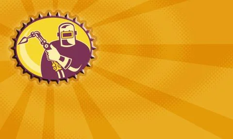 Welder worker welding torch retro Stock Illustration