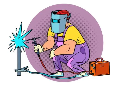 Welder. Worker welds the material. Construction and renovation Stock Illustration