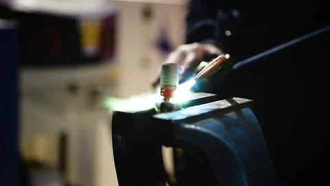 Welder worker while working Stock Footage 125785944