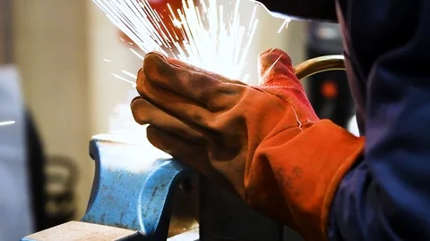 Welder worker while working Stock Footage 125786768