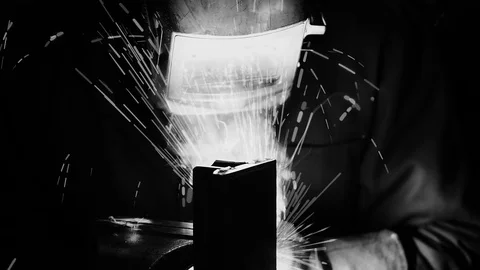 Welder worker while working Stock Footage 125787268