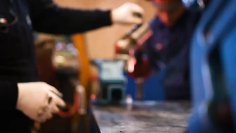 Welder worker while working Stock Footage 125795772