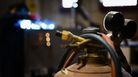 Welder worker while working Stock Footage 125800057