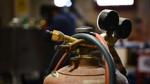 Welder worker while working Stock Footage 125800339